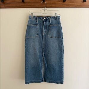 Just Black Mid-Length Blue Denim Skirt